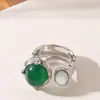 Moda Transfronteriza Personalidad Exagerada Estilo Minimalista Resina de Calcedonia Imitación Anillo Abierto Nicho Joyería de Alta Gama Ajustable