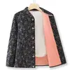 Inverno Plus Veludo Outono e Inverno Novo Estilo Meia-Idade Vovó Roupas de Algodão Patchwork Casaco Estiloso Jaqueta de Algodão Proteção Frio Calor Jaqueta de Algodão para Mãe