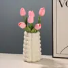 Jarrón de Perlas Simple Plateado Galvanizado Blanco Leche Cerámica Jarrón Ornamentos de Entrada Sala de Estar Mesa de Comedor Contenedor de Flores