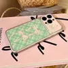 Cuadros verdes moño rosa aplicable para transformación instantánea funda para teléfono iPhone 17 pegatina protectora para Apple 16 skin ventana grande carcasa blanda 15