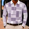 Camisa POLO de Otoño Nueva para Hombre Europea y Americana 2026 Patrón de Cuadros Impresión 3D Casual Top para Hombre