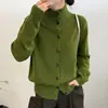 Cardigan de Tricô Gola Meia-Alta Estilo Old Money Casaco Suéter Feminino 2026 Outono/Inverno Novo Francês High-End Emagrecedor Camada Base