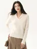 Intelectual y elegante, perfecto para la oficina: Suéter de punto 100% cachemir para mujer, con cuello de muñeca y diseño versátil, un top suave y cómodo
