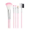 Ashariya Paquete de Cinco Pinceles Rosas Pincel para Sombras de Ojos Pincel de Maquillaje Pincel para Cejas Pincel para Rubor Set Portátil Maquillaje de Belleza