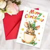 Novo produto transfronteiriço: 1 Conjunto de Cartões de Boas Festas Super Fofo, Cartão de Boas Festas Desenho à Mão de Desenho Animado Fofo com Envelope e Cartão de Bênção