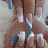 Esmalte de Unha Glitter de Longa Duração Esmalte de Unha Diamante Moda Europeia e Americana Patch de Unha Postiça Produto Acabado Unhas para Atacado