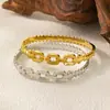 Pulsera de Joyería con Hebilla de Acero Inoxidable Diseño de Nicho Mariposa Clip de Papel Pulsera de Acero de Titanio Hip-Hop Chapada en Oro Real de 18K