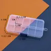 Caja de almacenamiento de escritorio de plástico con rejilla, 10, 15 y 24 botones transparentes, para accesorios de pesca, joyería y cosméticos.
