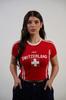 Camiseta de Verão 2025 Feminina com Estampa de Bandeira Nacional e Letras, Gola Redonda, Secagem Rápida, Manga Curta, Estilo de Rua, Sexy, Hot Girl, Roupas Transfronteiriças