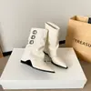 Botines sexy de diseño único con punta para mujer, nuevo estilo otoño 2026, sensación de alta gama, hebilla de cinturón, tacón de cuña, botas de moda hasta la pantorrilla