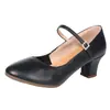 Sapatos Quadrados de Dança Novo Estilo, Sapatos de Dança com Salto Médio e Solado Macio, Sapatos de Dança de Verão, Sapatos de Prática Femininos, Sapatos de Professor, Sapatos de Comércio Exterior