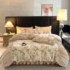 Ropa de Cama de Invierno Gruesa de Cuatro Piezas Estilo Retro Francés Tallado Terciopelo de Leche Coral