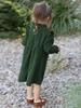 Vestido de Princesa de Pana con Cuello Redondo y Encaje para Niños, Nuevo Vestido Largo Vintage de Otoño e Invierno con Bordes de Volantes y Mangas Largas de Media Botonadura