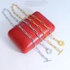 Colar e pulseira de corrente grossa personalizados com fecho de flor de ameixa geométrica, conjunto de duas peças, joias, estilo ins japonês e coreano, fresco, geométrico, simples
