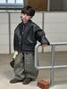 Chaqueta de Cuero para Niños Otoño e Invierno con Forro de Felpa Chaqueta de Motociclista para Niños Pequeños y Medianos 2025 Nuevo Estilo Coreano Chaqueta de PU Ropa de Invierno para Bebé