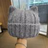 Gorro de lana con orejas de gato japonés de punto para mujer, cálido, protector de orejas, de moda, para el frío y el rostro, para otoño e invierno.
