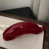 Pinza Roja Brillante para el Cabello con Forma de Plátano para Mujer, Pinza Vertical para Cola de Caballo Alta, Pasador para la Parte Posterior de la Cabeza, Accesorio para el Cabello, Pinza de Giro