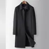 Casaco Masculino 2026 Outono/Inverno Estilo Longo com Forro de Penas Removível, Jaqueta de Lã Quente de Luxo de Alto Padrão para Homens de Meia-Idade