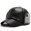 Gorro de béisbol grueso de invierno cálido para personas de mediana edad y ancianos, para exteriores, con protección para las orejas más terciopelo, sombrero grande para protección de las orejas, sombrero con logo pequeño