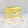 Bolso cruzado láser para mujer, Bolsa de maquillaje transparente de PVC, Bolsa de almacenamiento de PVC de colores, Bolsa de regalo iridiscente para team-building de empresa, Personalización