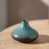 Vaso Pequeno de Cerâmica Estilo Zen em Barro Preto Rústico Suporte para Flores Recipiente Hidropônico Japonês Recipiente para Flores Arranjo de Flores Jardinagem Doméstica Ornamento para Cerimônia do Chá