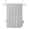 Cortina de ducha de baño con falda de botones empalmados Poliéster Impermeable Botón Lino Cortina de baño Estilo Lujo Ligero