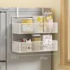 Estante de Almacenamiento Lateral para Refrigerador Estante para Suministros de Cocina Estante Colgante de Pared Lateral Multicapa para Botellas de Especias Película Adhesiva Sin Perforaciones