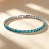 Transmisión en Vivo Transfronteriza Europea y Americana Suministro Moda Lujo Ligero Pulsera de Circonita de 4 mm Pulsera Tenis Unisex Joyería de Mano con Pedrería de Colores