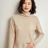 Outono e Inverno 2026 Nova Malha Feminina de Caxemira Clássica Versátil Slim-Fit Camisa Base de Tricô de Manga Longa