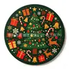 Posavasos de Madera Navideño Dibujo Lineal Simple Dibujo Animado Árbol de Navidad Reno Base de Madera Decoración del Hogar Posavasos Aislante de Calor
