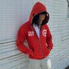 Suéter Americano Tendência Novo Estampado com Letras Capuz com Zíper Manga Longa Cardigã de Outono Hoodie Roupa Esportiva