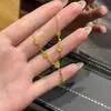 [Sonho de Rosa] Novo Chinês Retrô Rosa Romântico Rosa Colar Feminino Dourado Flor Pingente Leve Luxo Clavícula