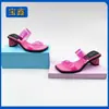 Pantuflas de tacón alto de estilo de moda transfronterizo para mujer, verano, transparentes, color sólido, versátiles, elegantes, tacón grueso para mujer, talla grande, tacones de aguja