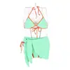 Estilo Coreano Sencillo Color Sólido Puro Estilo Chanel Tres Piezas Floral Terciopelo Tres Piezas Vestido Bikini Bikini Traje de Baño