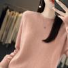 Ropa de primera línea otoño e invierno suéter de lana mujer cuello redondo holgado suéter de punto versátil base nuevo transmisión en vivo