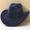Sombreros de Cowboy Occidentales con Ala Enrollada, Populares para Ventas Transfronterizas en Otoño e Invierno, Sombreros de Fieltro de Lana para Hombres y Mujeres, Elegantes Sombreros Jazz con Ala Curva