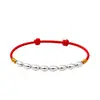 Pulseira de Contas Sete da Sorte para Riqueza e Paz, Pulseira Ajustável Tradicional Vermelha Feita à Mão para Boa Sorte no Ano do Seu Signo, Presente