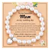 Pulsera de perlas con colgante de amor de plata de moda europea y americana para boda, madre, dama de honor, novia, ceremonia de acompañamiento, pulsera de cuentas