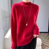 Prenda de punto gruesa de alta densidad transfronteriza, suéter de cuello semi-alto, corte ajustado, tridimensional, suéter de lana de una sola hebra para mujer, 100% cálido