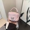 Bolso bandolera informal con lazo, novedad de verano 2024, con bordado de cuadros de diamantes, cadena para mujer, portátil, de un solo hombro, pequeño, cuadrado