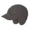 Novos Bonés de Tricô com Aba Vendidos em Massa no Exterior para Homens e Mulheres, Toucas de Tricô com Proteção para Ouvidos para Ciclismo, Chapéus de Tricô com Forro de Veludo para Prova de Frio, Chapéus de Lã com Forro de Veludo