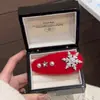 Grampo de Lã com Pérola de Floco de Neve Vermelho, Presilha Lateral para Mulheres, Acessório de Cabelo de Ano Novo de Alta Qualidade, Estilo Despojado para Franja e Cabelo Solto