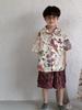 Camisas para Niños 2026 Estilo Verano Estilo Coreano Camisas con Cuello Solapa y Graffiti para Niños y Niñas, Vestidos Casuales con Tirantes para Niños, Conjuntos para Hermanos