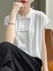 Cárdigan de punto estilo chino nacional para mujer, de manga corta, estilo vintage de verano, con hebillas, cuello tipo polo holgado, sin mangas, 24 unidades