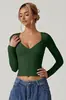 2026 Nuevo Amazon Aliexpress Boutique Stock Listo Camiseta de Manga Larga con Cuello en V para Mujer Top con Copa de Costura Estación Independiente