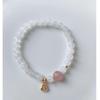 Ins Pulseira de cristal de ágata branca estilo coreano anel único Moda Feminina cristal de morango areia dourada pulseira de cabaça