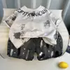 Traje Infantil Meninos Roupas de Verão 2025 Novo Fresco e Bonito Bebê Estilo Coreano Conjunto de Duas Peças Manga Curta Roupas de Verão para Menininho