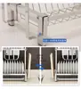 Estante Secador de Platos de Acero Inoxidable Sin Taladro Estante de Cocina para Platos Estante para Platos Organizador con Almacenamiento para Cuchillos y Palillos