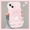 Gato con Lazo Adecuado para Apple 17 Linda Funda para Teléfono Móvil Iphone13Promax Doble Soporte 16 Nuevo Modelo para Mujer 15