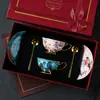 Exquisito y Hermoso Juego de Tazas de Café de Porcelana de Hueso, Regalo de Cumpleaños de Alta Gama, Lujo Accesible y Atractivo Regalo de Inauguración de Casa Caja de Regalo